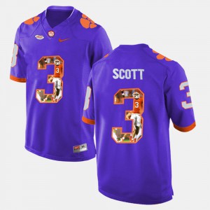 #3 Artavis Scott Clemson Tigers Player Pictorial For Men's Jersey - Purple
