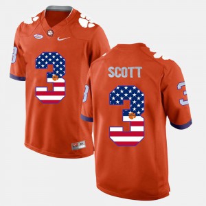 #3 Artavis Scott Clemson Tigers Men's US Flag Fashion Jersey - Orange
