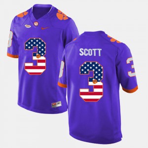 #3 Artavis Scott Clemson Tigers US Flag Fashion Men Jersey - Purple