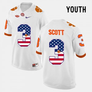 #3 Artavis Scott Clemson Tigers US Flag Fashion Youth Jersey - White