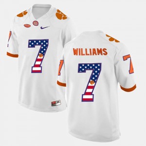 #7 Mike Williams Clemson Tigers US Flag Fashion Men Jersey - White