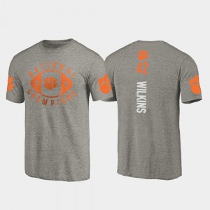 #42 Christian Wilkins Clemson Tigers 2018 National Champions Mens College Football Playoff T-Shirt - Gray