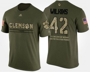 #42 Christian Wilkins Clemson Tigers Military Men's Short Sleeve With Message T-Shirt - Camo