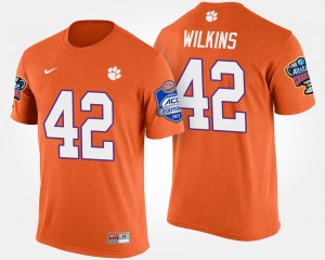#42 Christian Wilkins Clemson Tigers Men's Atlantic Coast Conference Sugar Bowl Bowl Game T-Shirt - Orange