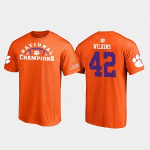 #42 Christian Wilkins Clemson Tigers For Men Pylon College Football Playoff 2018 National Champions T-Shirt - Orange