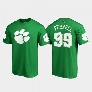 #99 Clelin Ferrell Clemson Tigers White Logo St. Patrick's Day Mens T-Shirt - Kelly Green