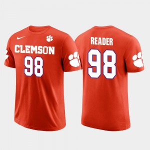 #98 D.J. Reader Clemson Tigers Future Stars Men's Houston Texans Football T-Shirt - Orange