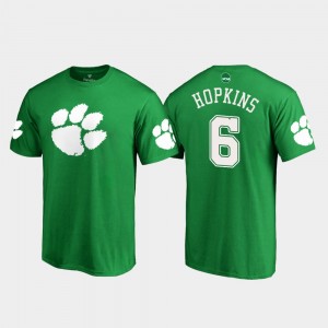 #6 DeAndre Hopkins Clemson Tigers St. Patrick's Day White Logo Mens T-Shirt - Kelly Green