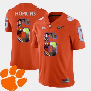 #6 DeAndre Hopkins Clemson Tigers For Men's Football Pictorial Fashion Jersey - Orange