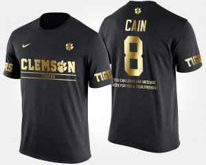 #8 Deon Cain Clemson Tigers Short Sleeve With Message Gold Limited Men T-Shirt - Black