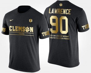 #90 Dexter Lawrence Clemson Tigers Short Sleeve With Message Gold Limited For Men T-Shirt - Black