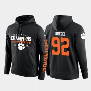 #92 Greg Huegel Clemson Tigers For Men's College Football Pullover 2018 National Champions Hoodie - Black