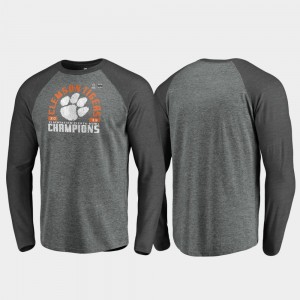 Clemson Tigers 2019 Fiesta Bowl Champions Offensive Long Sleeve Raglan Men's T-Shirt - Heather Gray