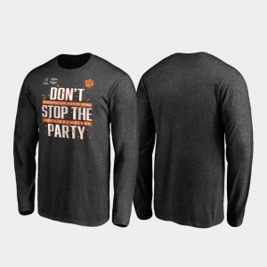 Clemson Tigers Mens Receiver Long Sleeve College Football Playoff 2019 Fiesta Bowl Champions T-Shirt - Heather Gray