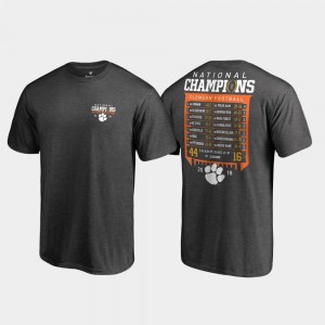 Clemson Tigers 2018 National Champions Hard Count Schedule College Football Playoff Mens T-Shirt - Heather Gray