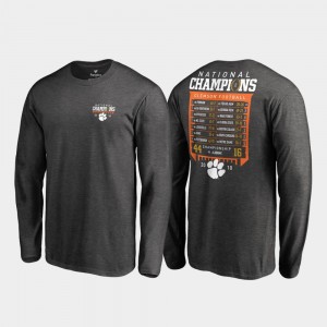 Clemson Tigers 2018 National Champions Hardcount Long Sleeve College Football Playoff Mens T-Shirt - Heather Gray