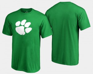 Clemson Tigers Men White Logo Big & Tall St. Patrick's Day T-Shirt - Kelly Green