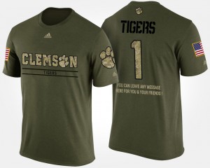 #1 Clemson Tigers For Men's Military No.1 Short Sleeve With Message T-Shirt - Camo