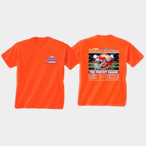 Clemson Tigers 2018 National Champions Mens Recap Undefeated Schedule College Football Playoff T-Shirt - Orange