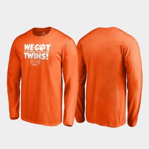 Clemson Tigers 2018 National Champions Men's We Got Twins Long Sleeve College Football Playoff T-Shirt - Orange