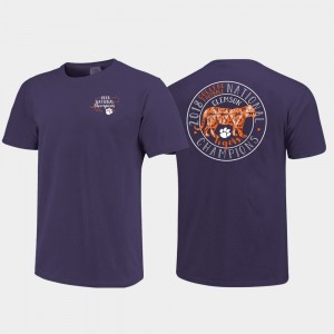 Clemson Tigers Men 2018 National Champions Circle Comfort Colors College Football Playoff T-Shirt - Purple