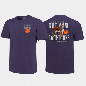 Clemson Tigers Men Mascot Comfort Colors College Football Playoff 2018 National Champions T-Shirt - Purple