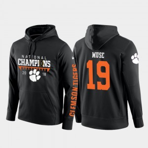 #19 Tanner Muse Clemson Tigers 2018 National Champions College Football Pullover Men Hoodie - Black