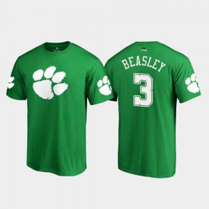 #3 Vic Beasley Clemson Tigers Men's White Logo St. Patrick's Day T-Shirt - Kelly Green