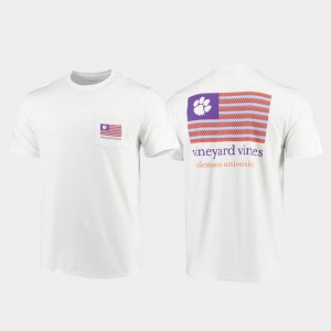 Clemson Tigers For Men's Vineyard Vines Americana Flag T-Shirt - White