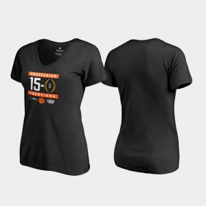 Clemson Tigers Women's 2018 National Champions Undefeated V-Neck College Football Playoff T-Shirt - Black
