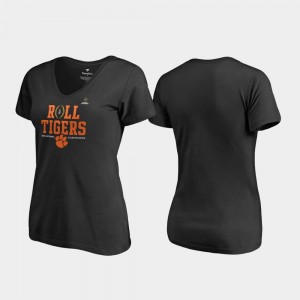 Clemson Tigers Roll Tigers V-Neck 2018 National Champions Women's T-Shirt - Black