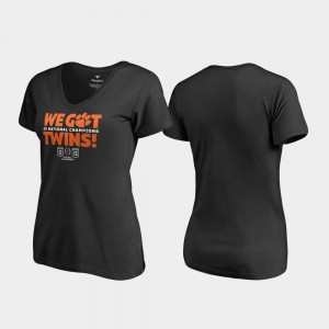 Clemson Tigers We Got Twins V-Neck 2018 National Champions Women's T-Shirt - Black