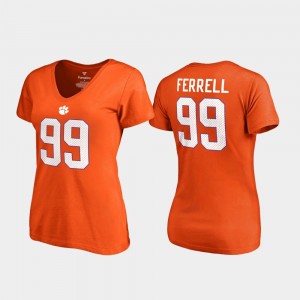 #99 Clelin Ferrell Clemson Tigers V-Neck Name & Number College Legends Women's T-Shirt - Orange