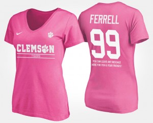 #99 Clelin Ferrell Clemson Tigers With Message Womens T-Shirt - Pink