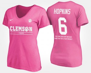 #6 DeAndre Hopkins Clemson Tigers With Message Women's T-Shirt - Pink