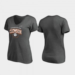 Clemson Tigers 2019 Fiesta Bowl Bound Tackle V-Neck For Women's T-Shirt - Heather Gray