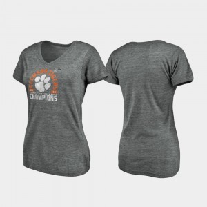 Clemson Tigers 2019 Fiesta Bowl Champions For Women Offensive V-Neck Tri-Blend T-Shirt - Heather Gray