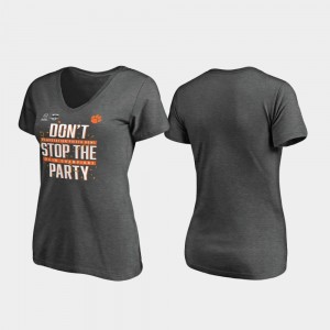 Clemson Tigers 2019 Fiesta Bowl Champions Women's Receiver V-Neck T-Shirt - Heather Gray