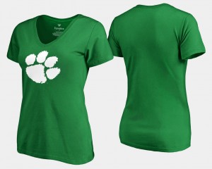 Clemson Tigers St. Patrick's Day Women's White Logo T-Shirt - Kelly Green