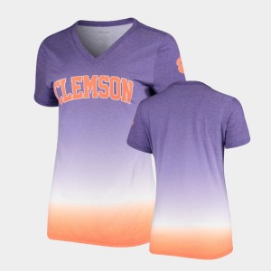Clemson Tigers V-Neck Ombre Ladies T-Shirt - Purple