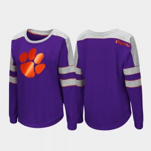 Clemson Tigers Women Long Sleeve Trey Dolman T-Shirt - Purple