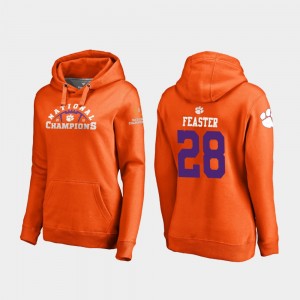 #28 Tavien Feaster Clemson Tigers Ladies College Football Playoff Pylon 2018 National Champions Hoodie - Orange
