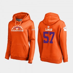 #57 Tre Lamar Clemson Tigers College Football Playoff Pylon 2018 National Champions For Women Hoodie - Orange