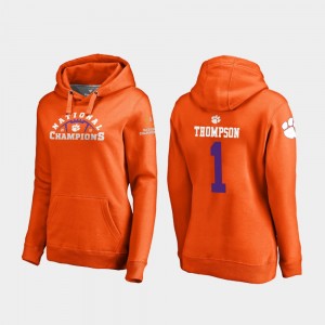 #1 Trevion Thompson Clemson Tigers 2018 National Champions For Women's College Football Playoff Pylon Hoodie - Orange
