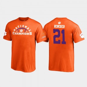 #21 Darien Rencher Clemson Tigers 2018 National Champions For Kids Pylon T-Shirt - Orange