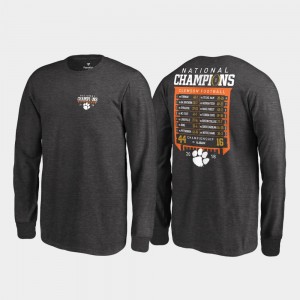 Clemson Tigers Kids Hardcount Schedule Long Sleeve College Football Playoff 2018 National Champions T-Shirt - Heather Gray