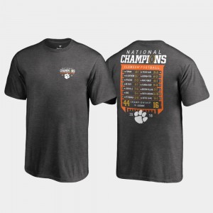Clemson Tigers For Kids 2018 National Champions Hardcount Schedule College Football Playoff T-Shirt - Heather Gray